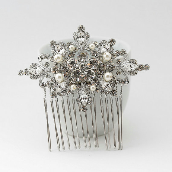 Свадьба - Wedding Hair Comb Silver Or Rose Gold Bridal Hair Comb Bridal Jewelry Wedding Jewelry Pearl Hair Accessories