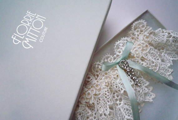 Wedding - Forever lace garter with rhinestone trim