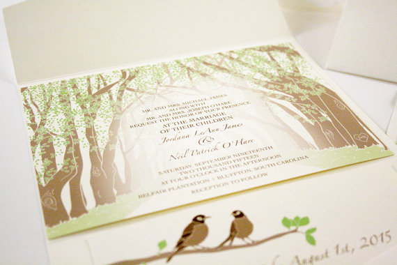 Свадьба - Tunnel of Trees Wedding Invitation, Sample, Love Birds Invitation, Pocketfold, Destination Wedding, Country Weddings Rustic Invitation, Tree