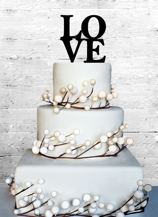 Hochzeit - Love 4" Wedding Cake topper Monogram cake topper Personalized Cake topper Acrylic Cake Topper