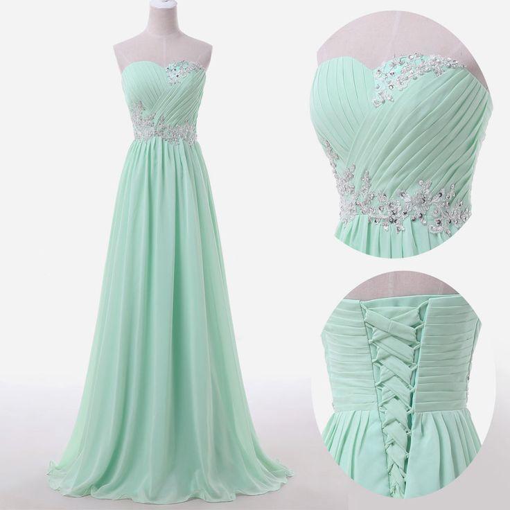 Свадьба - 2015 Plus Size Long Dress BEADED Prom Evening Gown Ball Party Bridesmaid Formal
