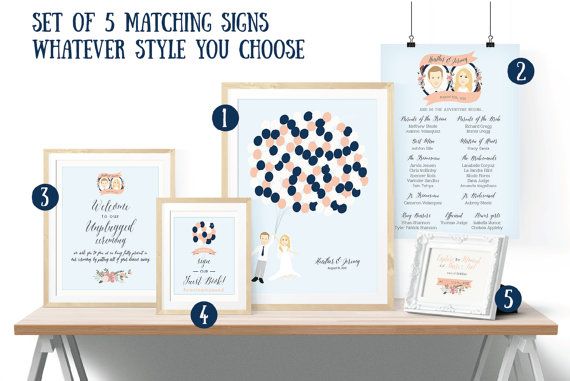Свадьба - The Big Deal - Set Of 5 Wedding Signs, Wedding Guest Book Alternative, Wedding Welcome Sign, And 3 Matching Wedding Signs, Wedding Signage