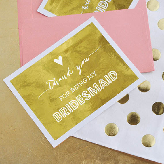Hochzeit - Bridesmaid Thank You Cards - Wedding Party Thank You Cards Thank You Bridesmaid Cards Bridal Party THANK YOU Cards (EB3079TNK) 4 Card Set