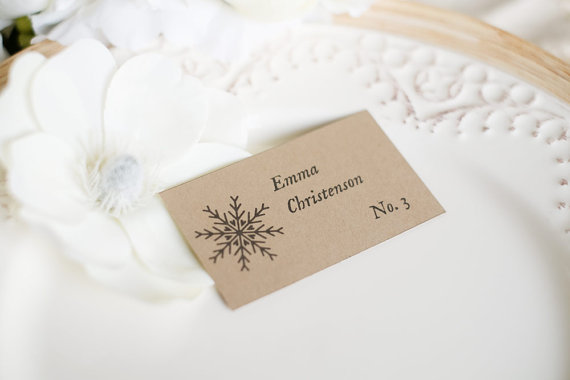 Mariage - Winter Snowflake  Wedding Escort Card Template (Flat) - DOWNLOAD Instantly - EDITABLE Text - Rustic Snowflake, 3.5 X 2, PDF