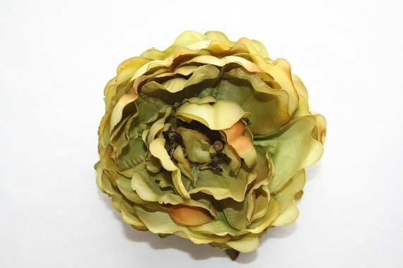 زفاف - Olive Green Flower - Real Touch Peony in Olive Green - artificial flower