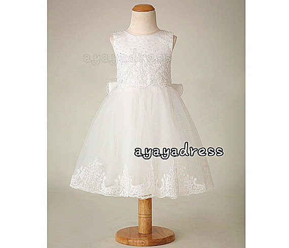 Mariage - lace flower girl dress, junior bridesmaid dress, tulle flower girl dress, girls party dress,cheap bridesmaid dresses  FL019