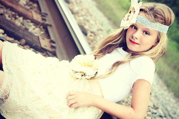 Hochzeit - Shabby chic jr bridesmaids  vintage inspired flower girl dress EtsyKids Team