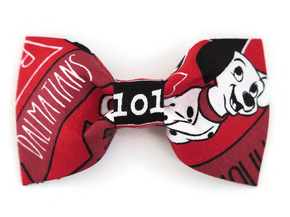Wedding - Ring Bearer Bow Tie Made With Disney 101 Dalmatians Fabric, Boy Bowtie on Alligator Clip, Red Bow Tie, Clip On Bow Tie, Ready to Ship