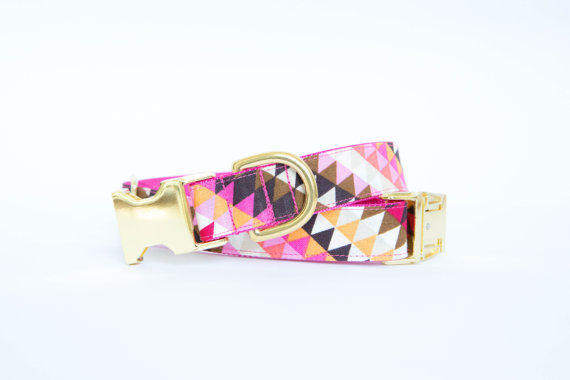 زفاف - Pink and Gold Indian Summer Dog Collar
