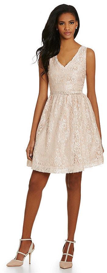 Wedding - Eliza J Lace Fit-and-Flare Dress