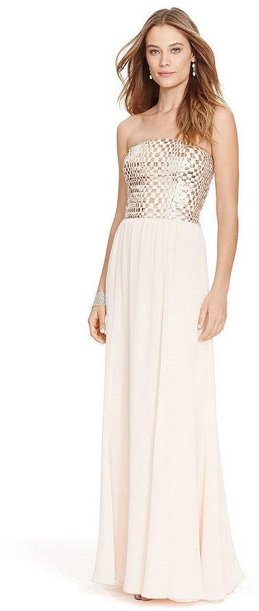 Wedding - Lauren Ralph Lauren Strapless Sequin Chiffon Gown