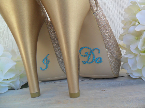 Hochzeit - SOMETHING BLUE, I DO Shoe Stickers, Bridal Shoe Stickers, Wedding Applique, Shoe Decal, Bridal Accessory, Wedding Accessory