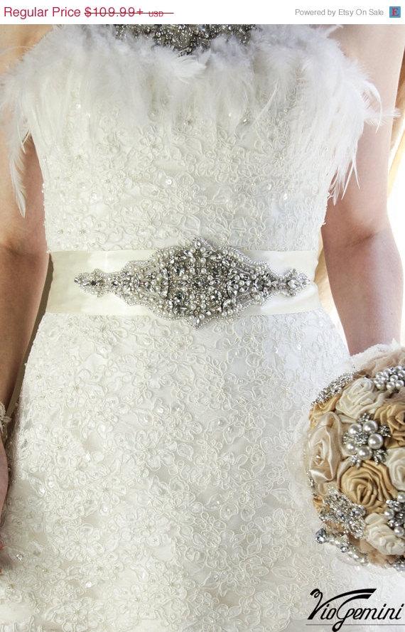 زفاف - 20% OFF Bridal sash , rhinestones and pearl sash, wedding sash, jeweled sash belt, crystal sash, wedding gown embellishment