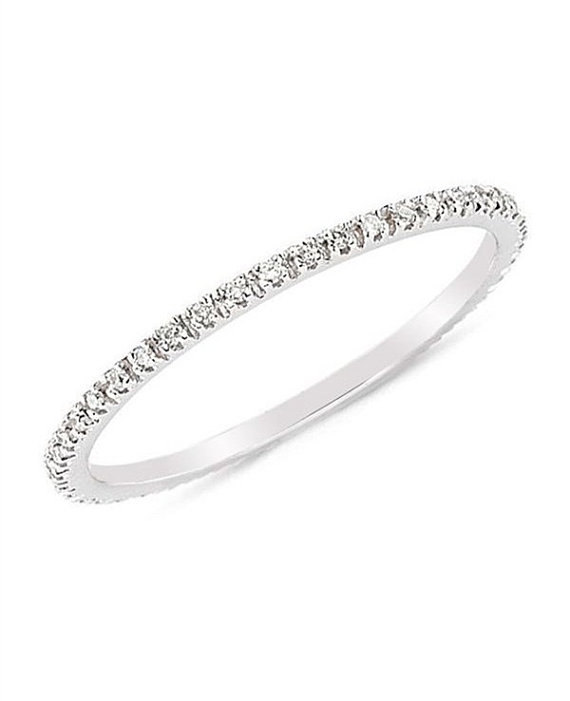 زفاف - Eternity Pave Diamonds CZ stone Ring / Thin Wedding Band / Stackable rings / Engagement Wedding Full Eternity Matching Band Ring / Midi Ring