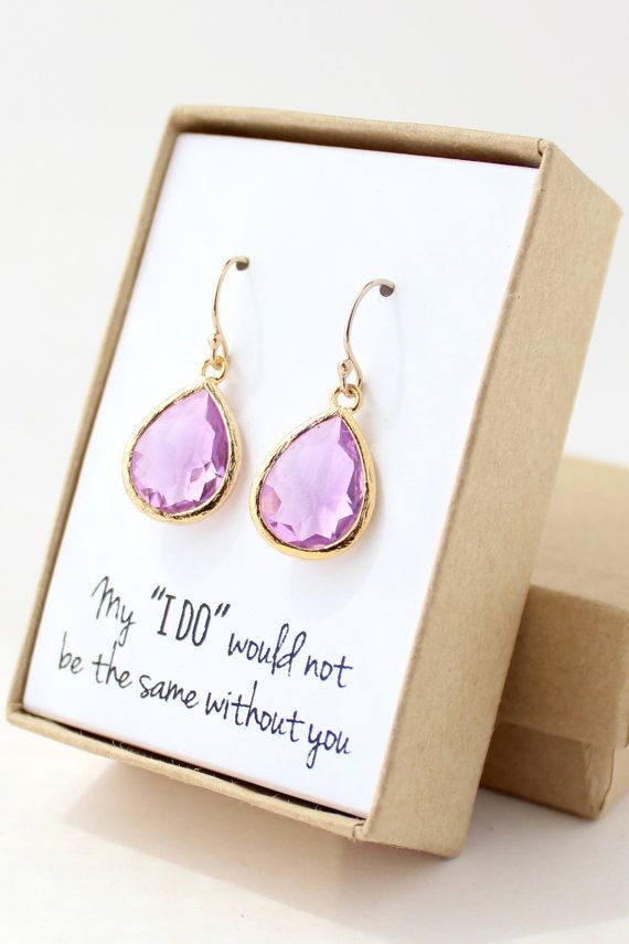 Свадьба - Lavender Purple / Gold Teardrop Earrings - Lavender Purple Teardrop Earrings - Purple Bridesmaid Earrings - Bridesmaid Gift Jewelry - EB1