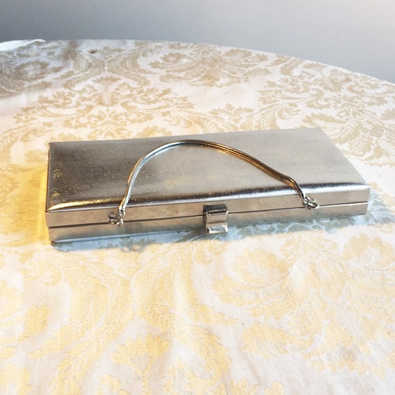 Mariage - Silver Clutch /  Vintage Metallic Purse Perfect for Weddings and Prom