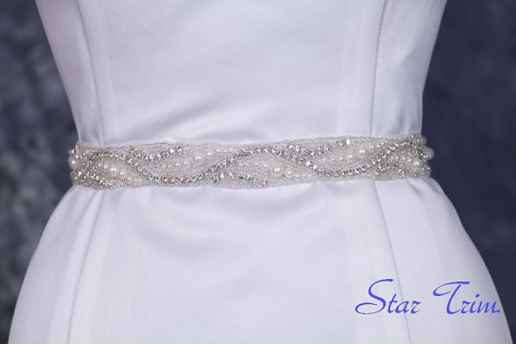 زفاف - SALE Rolar Wedding Belt, Bridal Belt, Sash Belt, Crystal Rhinestones & Pearls