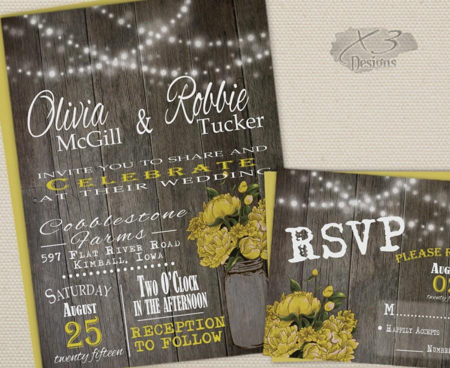 Свадьба - Rustic Mason Jar Wedding Invitations Printable