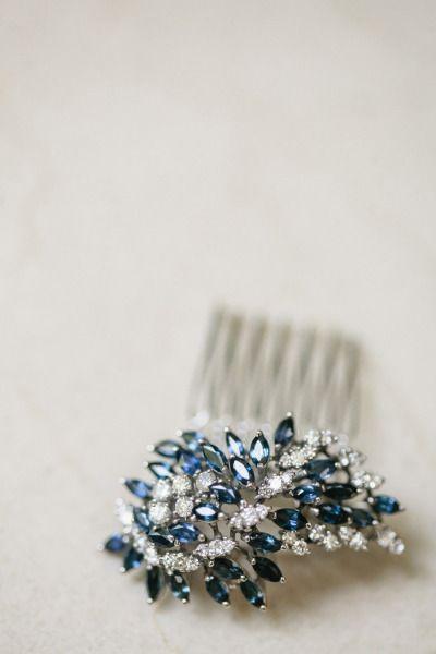 زفاف - Sparkly Blue Hair Accessory