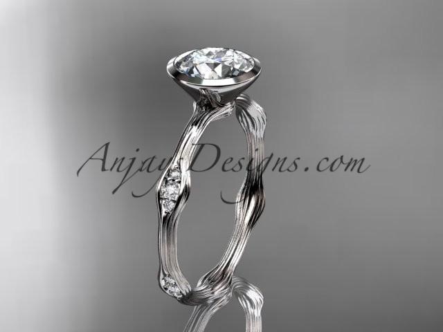 Mariage - 14k white gold diamond vine wedding ring, engagement ring with "Forever Brilliant" Moissanite center stone ADLR21A