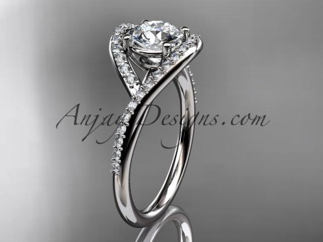 Wedding - 14kt white gold diamond wedding ring, engagement ring with a "Forever Brilliant" Moissanite center stone ADLR383