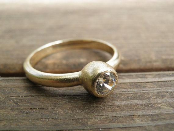 زفاف - Engagement Ring, Unique Engagement Ring, Classic 4mm Clear Zircon Ring, 14k Gold Ring, Statement Ring, Fine Jewelry, Bridal Jewelry, Wedding
