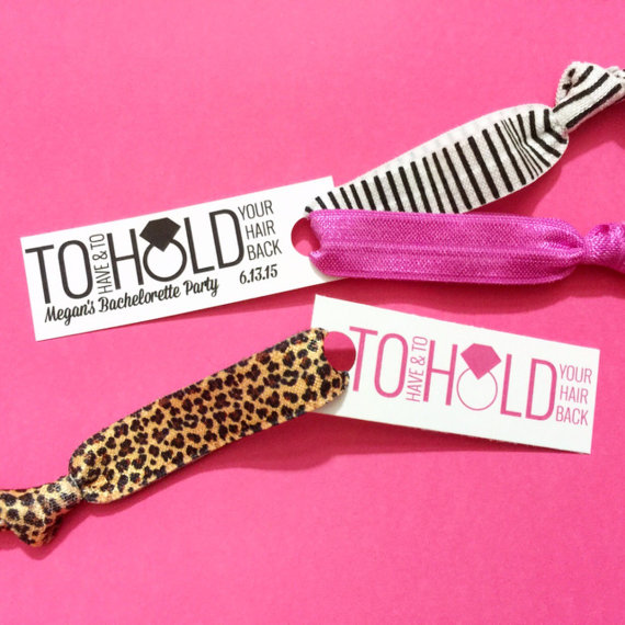 زفاف - Single or Double Set 1 card Hair Ties Bachelorette Party Favors Accessories Small Gift  Her Bridesmaids Leopard Print Glitter Hot Pink Black