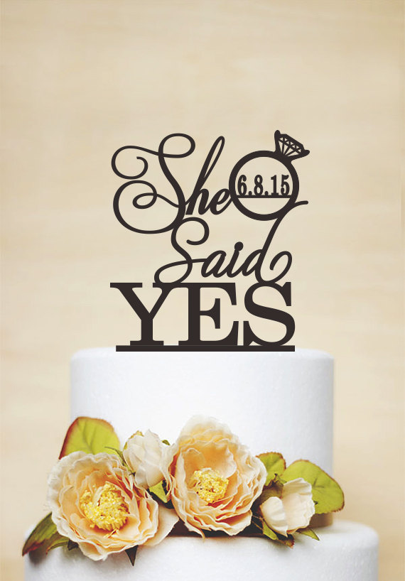 Свадьба - She Said Yes Cake Topper,Wedding Cake Topper,Custom Cake Topper,Wedding Decoration,Personalized Topper,Unique Topper-P102