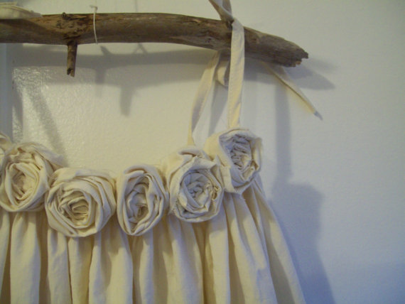 زفاف - Rustic Dawn ... Natural Cotton Flower girl Dress (Size 2T-5)