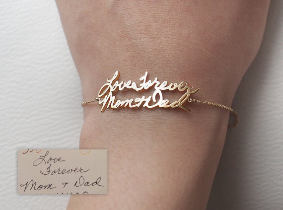 Wedding - 20% OFF*- Actual Handwriting Bracelet - Personalized Memorial Signature Bracelet - Handwriting Wedding Jewelry - Mother's Gift PB03