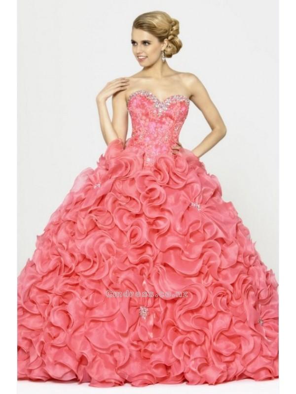 Свадьба - Ball Gown Sweetheart Organza Lace With Beading Quinceanera DressesSKU: QD00076