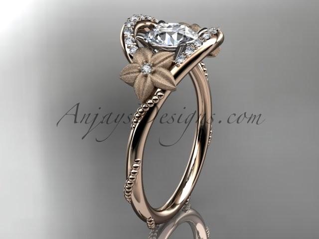 زفاف - 14kt rose gold diamond unique engagement ring with a "Forever Brilliant" Moissanite center stone ADLR166