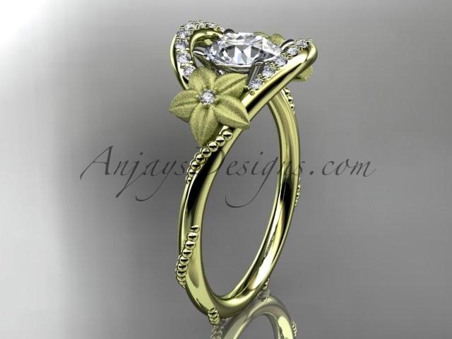 زفاف - 14kt yellow gold diamond unique engagement ring with a "Forever Brilliant" Moissanite center stone ADLR166