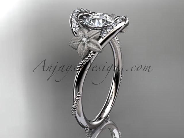 Wedding - Platinum diamond unique engagement ring with a "Forever Brilliant" Moissanite center stone ADLR166