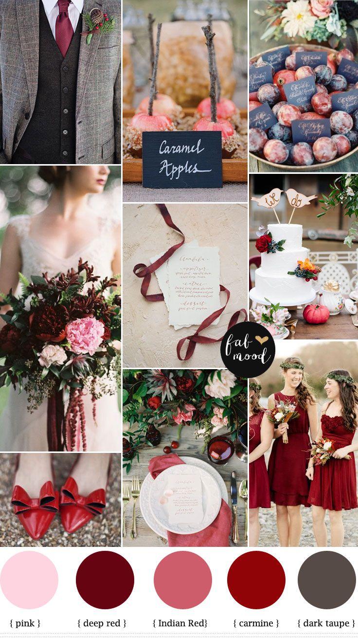 Hochzeit - Carmine,Deep Red,Indian Red,Dark Taupe : Fall Wedding Colors