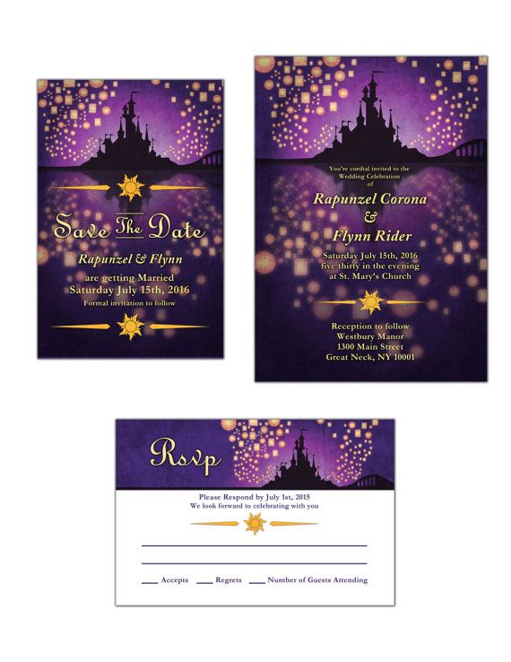 Mariage - Tangled Inspired Wedding Invitation, Save The Date, Or RSVP