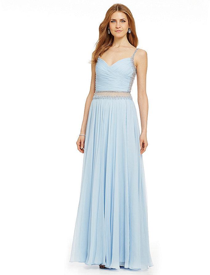 Mariage - Mignon Pearl Embellished Chiffon Gown