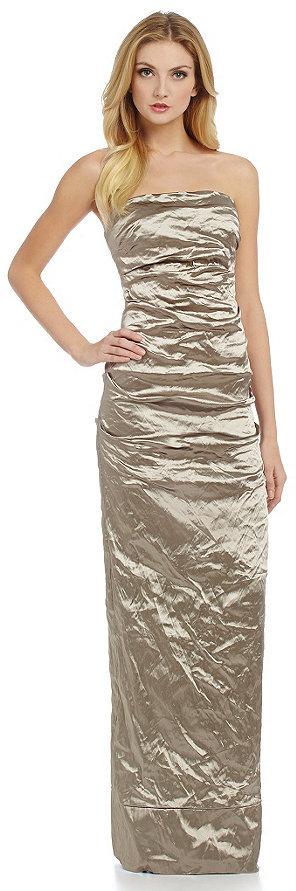 Wedding - Nicole Miller Collection Metallic Techno Metal Strapless Gown