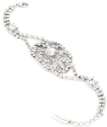 Wedding - Nina 'Kiera' Rhodium-Plated Czech Crystal Vintage-Inspired Bracelet