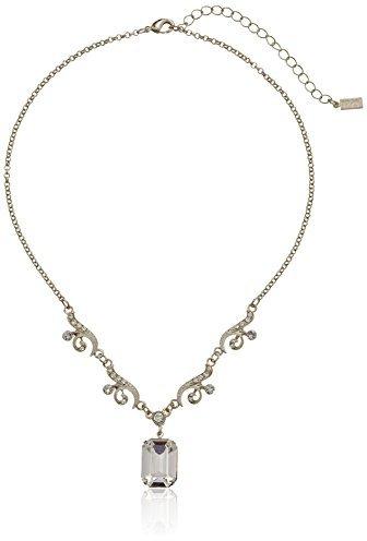 Wedding - 1928 Jewelry "Bridal Crystal" Silver-Tone Swarovski Crystal Drop Pendant Necklace, 16"
