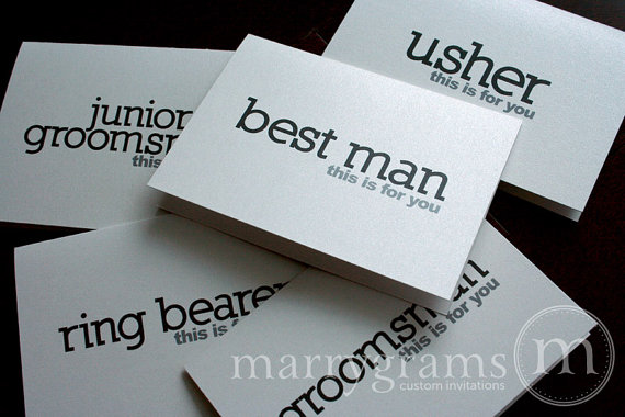 Свадьба - To My Groomsman, Best Man, Ring Bearer, Usher Wedding Party... Wedding Thank You Cards to go with a Gift (Set of 7)