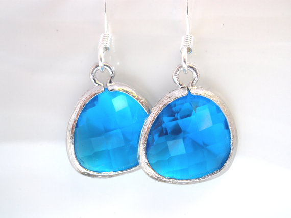 زفاف - Blue Earrings, Silver Earrings, Sapphire Blue, Ocean Blue, Petite Earrings, Bridesmaid Earrings, Bridal Earrings Jewelry, Bridesmaid Gifts