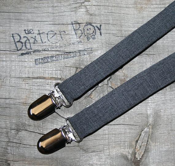زفاف - Dark grey polyester suspenders for little boys - photo prop, wedding, ring bearer, accessory