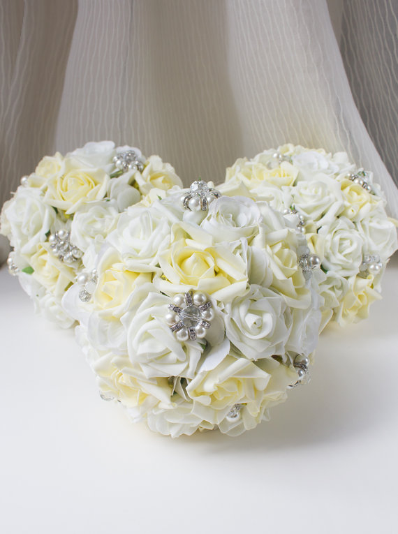 Свадьба - Yellow and Grey Bouquet, Bridal Brooch Bouquet, Jewelry Brooch Bouquet, Wedding Bouquet, Yellow Wedding, Silk Flower Bouquet, BQ50