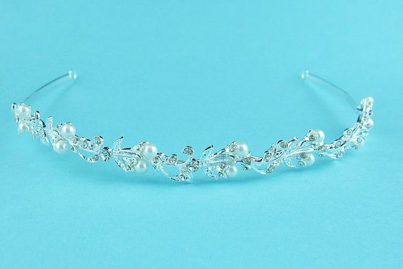 Hochzeit - Rhinestone Crystal Pearl bridal headband headpiece, wedding headband, wedding headpiece, rhinestone tiara, crystal bridal accessories