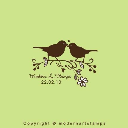 Свадьба - Wedding Stamp   Custom Wedding Stamp   Custom Rubber Stamp   Custom Stamp   Personalized Stamp   Birds in love Stamp   Love Birds   C395