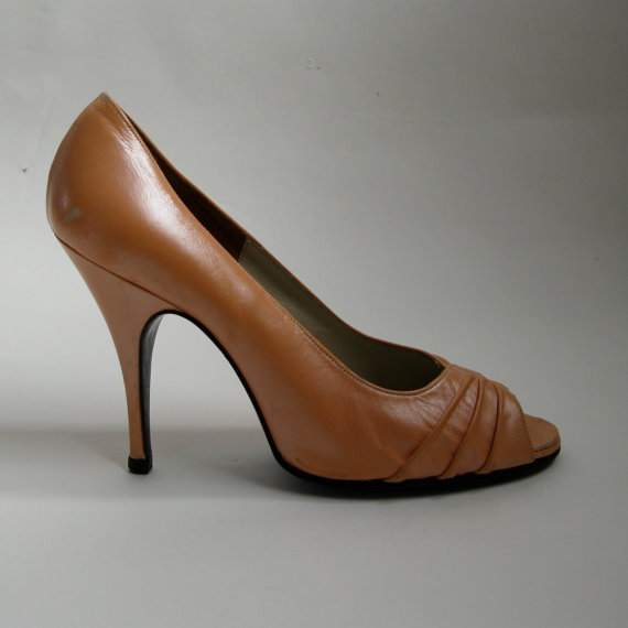 زفاف - Vintage 1970s Wedding Shoes - Orange Terry de Havilland - Bridal Fashions Size 6