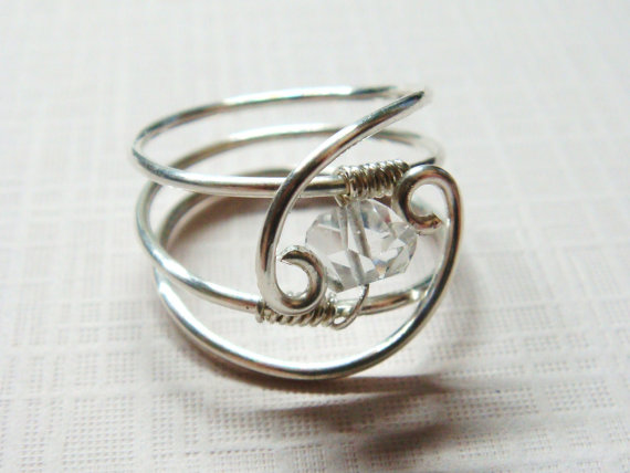 زفاف - Diamond Ring    Herkimer Diamond Gemstone Sterling Silver Ring  Engagement Ring  Silver Ring