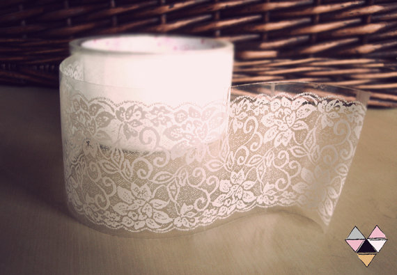 Wedding - Lace Tape Adhesive Transparent Sticker Vintage White - Wedding- 10 different patterns- Also some patterns available in PINK!