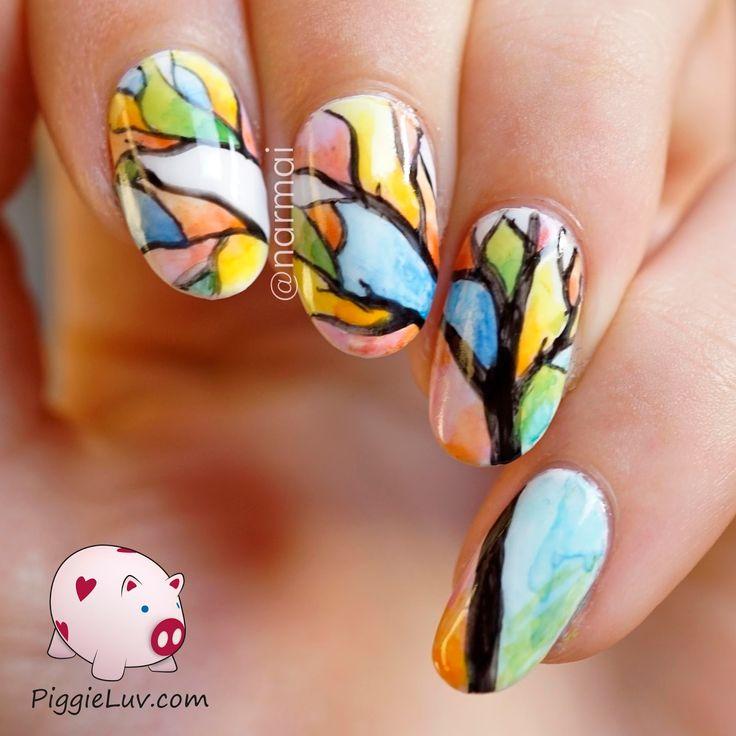 زفاف - Aquarelle Tree Nail Art